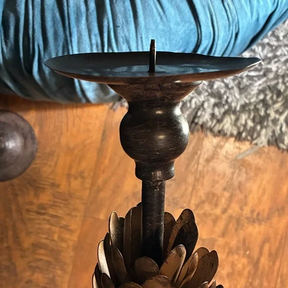 15’pillar candleholders bronze pine conceals cast iron base vintage pottery barn - Picture 9 of 16